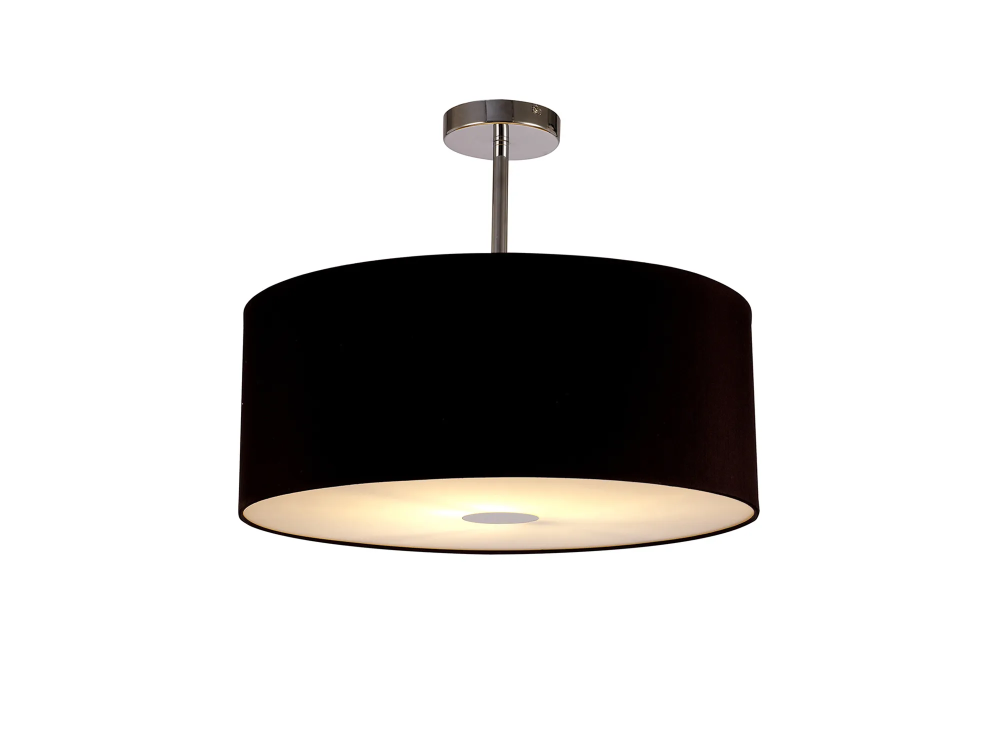 Baymont 50cm Semi Flush 1 Light Polished Chrome, Midnight Black/Green Olive, Frosted Diffuser